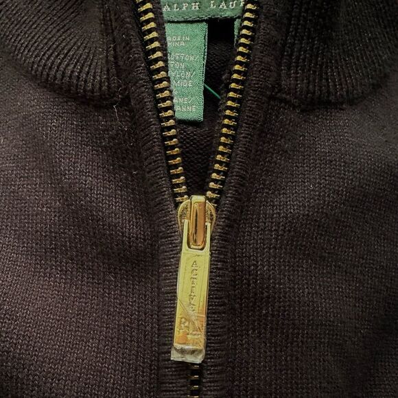 Lauren Ralph Lauren Embroidered Logo Crest NWOT Black 1/4-Zip Sweater Size Med - Picture 9 of 9